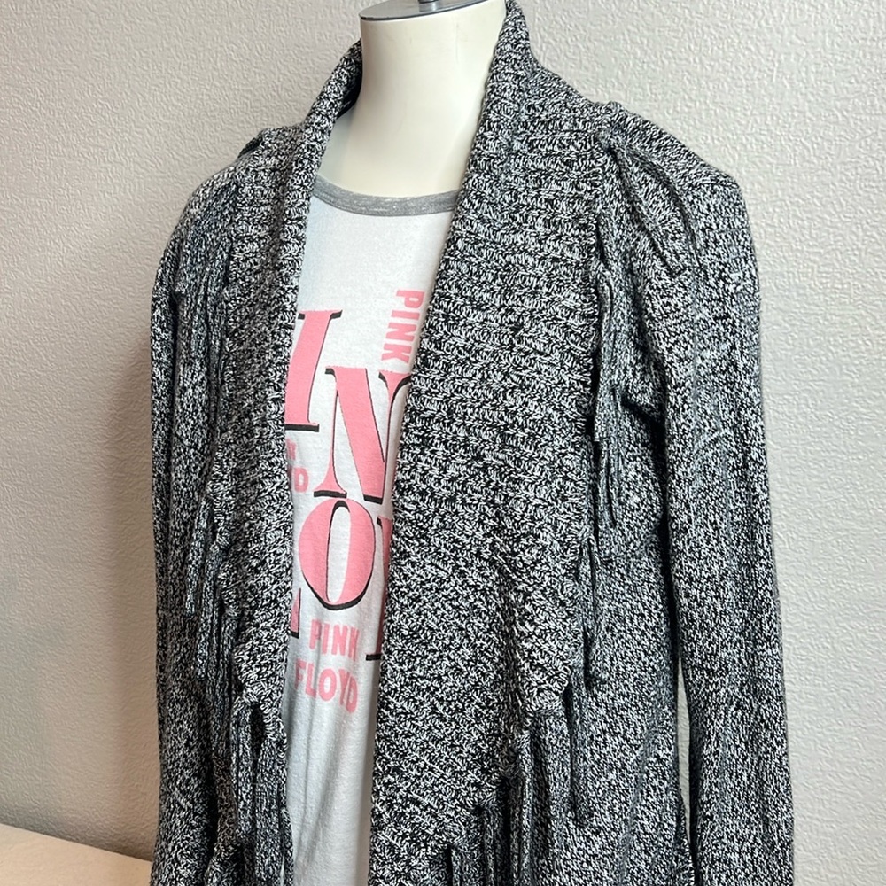 7th Avenue New York & Company XL Black & White Fringe Cardigan - Pockets!